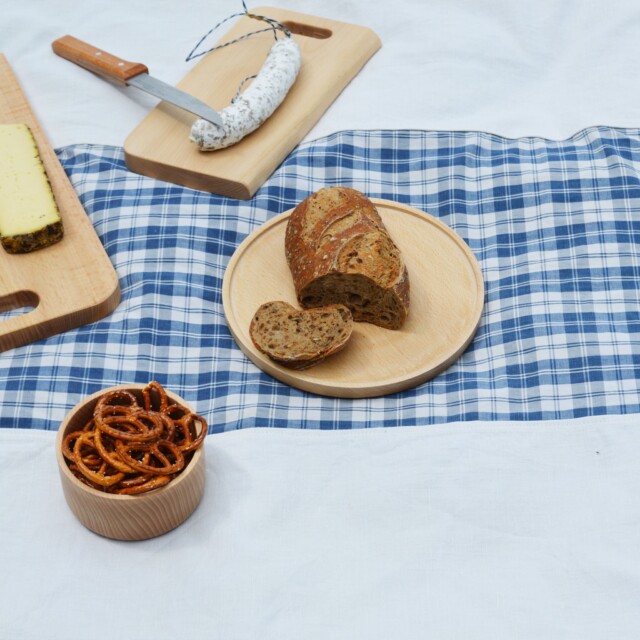 Maison Primavera - Nappe en lin et en kelsch bleu - Origines – 180 x 120 cm