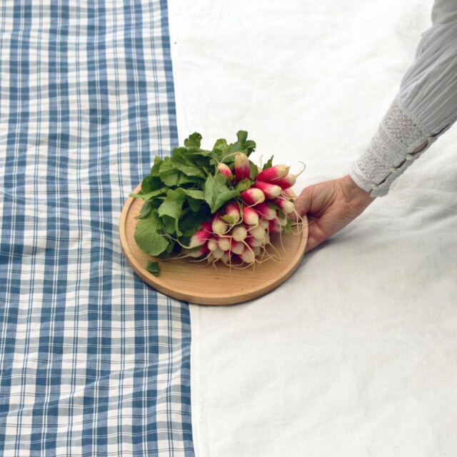 Maison Primavera - Nappe en lin et en kelsch bleu - Origines – 180 x 120 cm