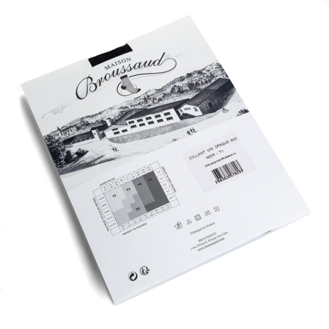 Maison Broussaud - Collant uni opaque noir 60D – T4 / Noir