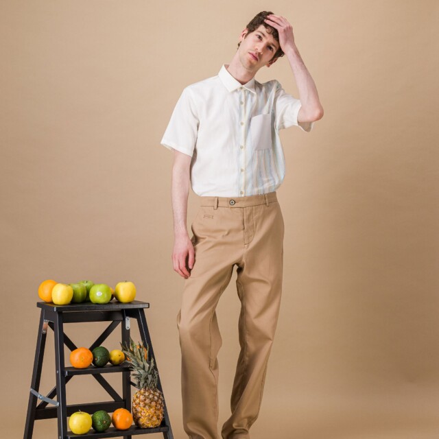 JAGVI. Rive Gauche - City pant coton BIO léger sable coupe confort
