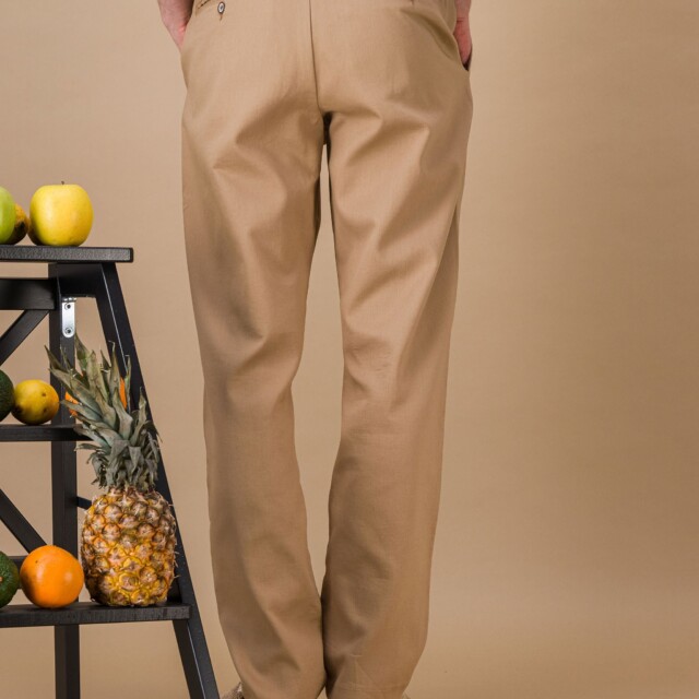 JAGVI. Rive Gauche - City pant coton BIO léger sable coupe confort
