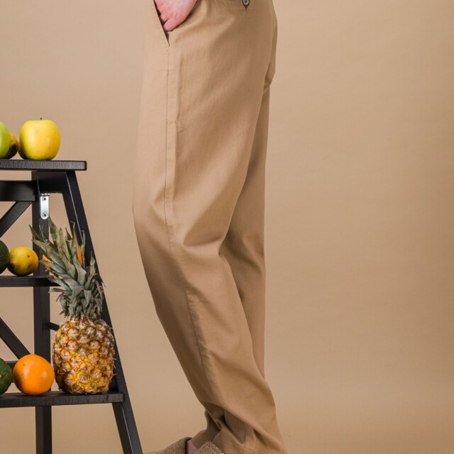 JAGVI. Rive Gauche - City pant coton BIO léger sable coupe confort