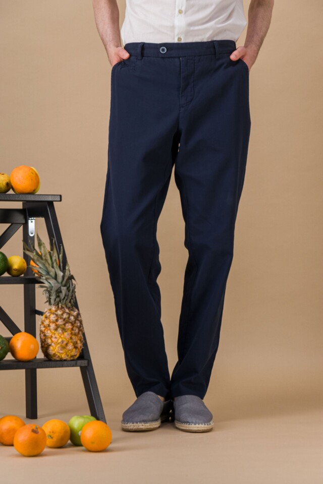 JAGVI. RIVE GAUCHE - City pant coton BIO léger marine coupe confort