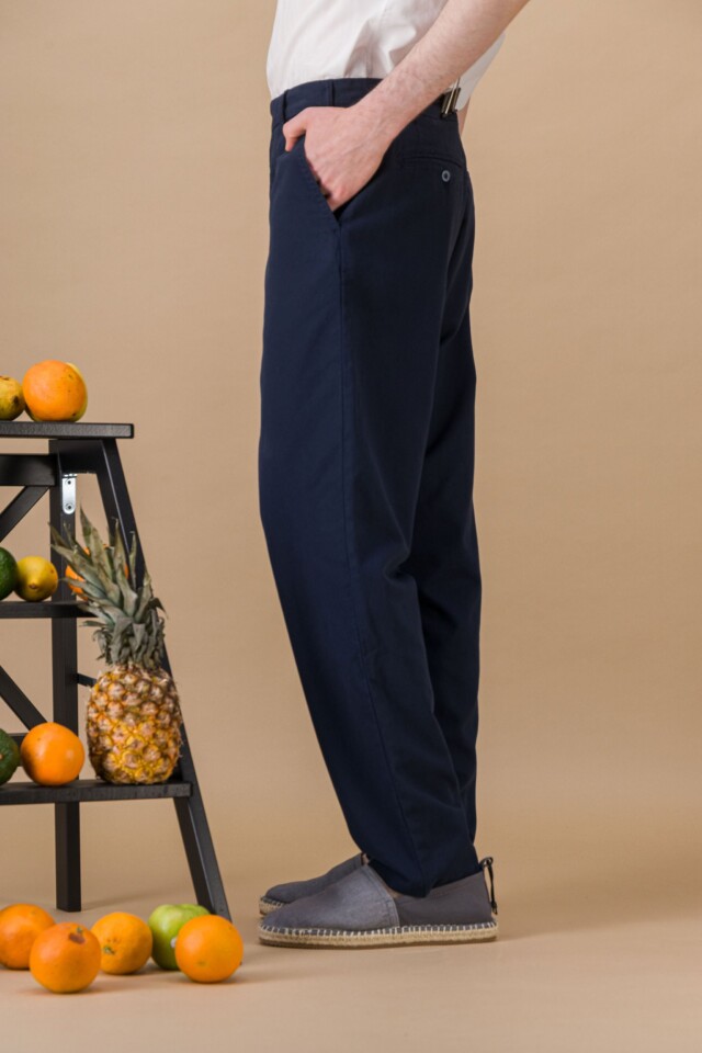 JAGVI. Rive Gauche - City pant coton BIO léger marine coupe confort