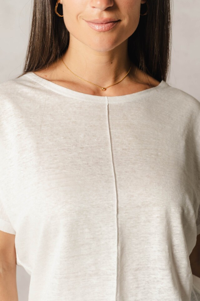 Thelma & Rose - Top chauve-souris en lin Paloma – T3 / Blanc