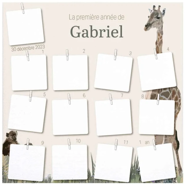 Atelier Baby’Sphère - Pêle-mêle photos de la 1ère année de bébé sur le thème jungle