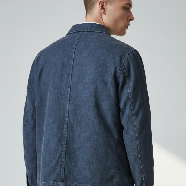 JAGVI. Rive Gauche - Veste Workwear denim japonais à carreaux