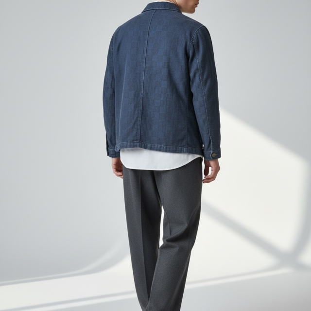 JAGVI. Rive Gauche - Veste Workwear denim japonais à carreaux