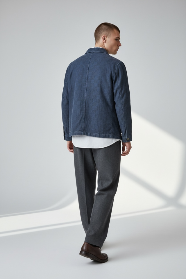 JAGVI. Rive Gauche - Veste Workwear denim japonais à carreaux