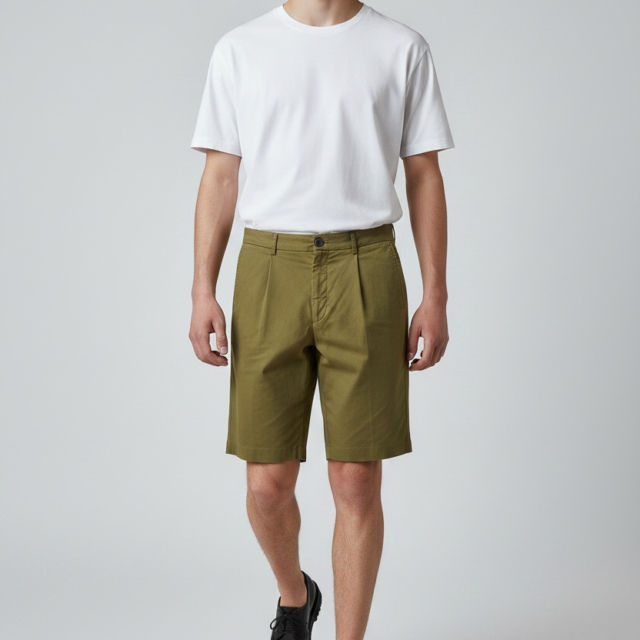 JAGVI. Rive Gauche - Pleats Short Kaki