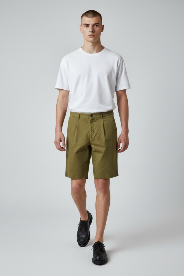 JAGVI. Rive Gauche - Pleats Short Kaki