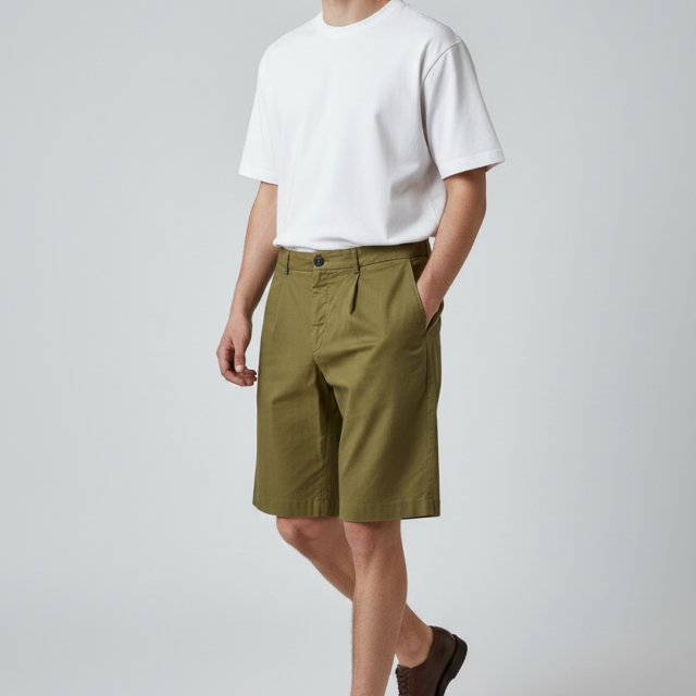 JAGVI. Rive Gauche - Pleats Short Kaki
