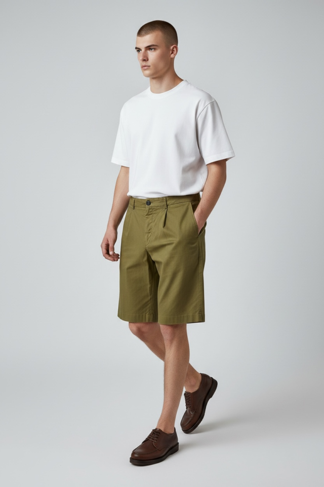 JAGVI. Rive Gauche - Pleats Short Kaki
