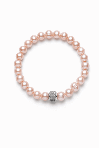 Bracelet Nana Perles de Culture Roses et Plaqué Or Blanc par la marque NEIJE NEIJE - Bracelet Nana Perles de Culture Roses et Plaqué Or Blanc