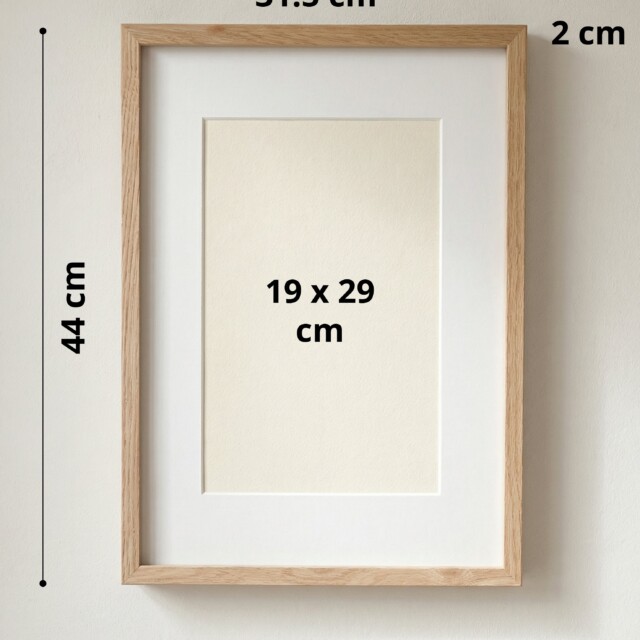 Reine Mère - Versant Chêne - Cadres en chêne massif avec passe partout (6 tailles) – 50 x 70 cm