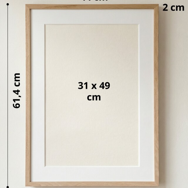 Reine Mère - Versant Chêne - Cadres en chêne massif avec passe partout (6 tailles) – 50 x 70 cm