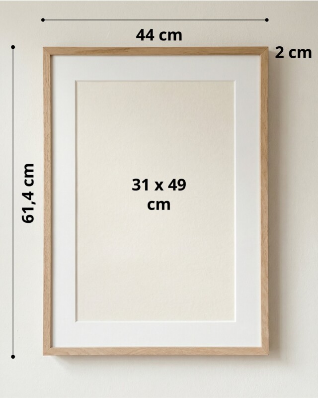Reine Mère - Versant Chêne - Cadres en chêne massif avec passe partout (6 tailles) – 50 x 70 cm