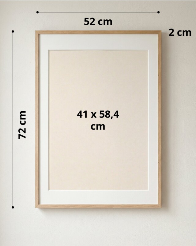Reine Mère - Versant Chêne - Cadres en chêne massif avec passe partout (6 tailles) – 50 x 70 cm