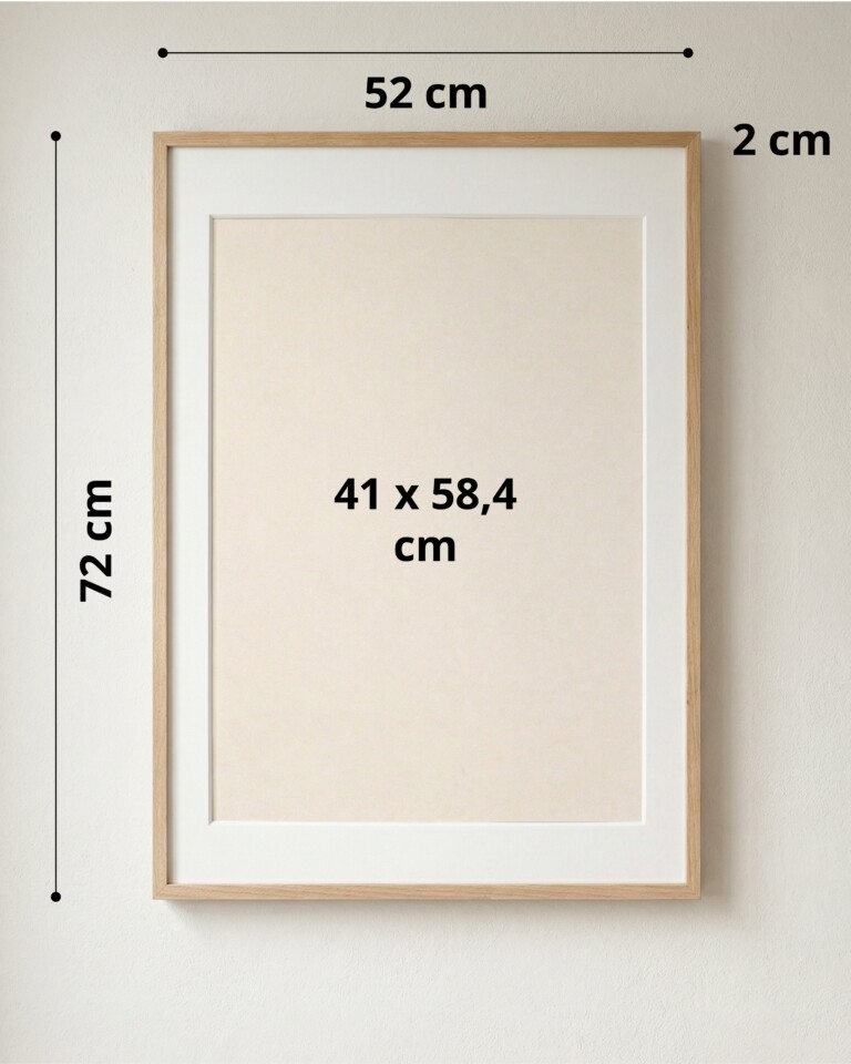Reine Mère - Versant Chêne - Cadres en chêne massif avec passe partout (6 tailles) – 50 x 70 cm