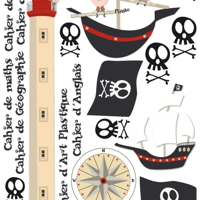 Atelier Baby’Sphère - Étiquettes personnalisées pour cahiers – Thème Pirates  ‍☠️ – Prénom