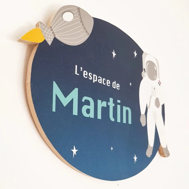Atelier Baby’Sphère - Plaque de porte prénom sur le thème de l'espace