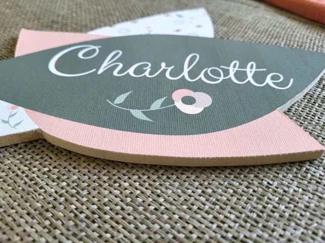 Atelier Baby’Sphère - Plaque de porte bohème personnalisée – Prénom en fleurs