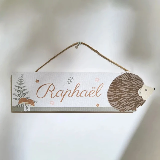 Atelier Baby'Sphère - Plaque de porte personnalisée hérisson