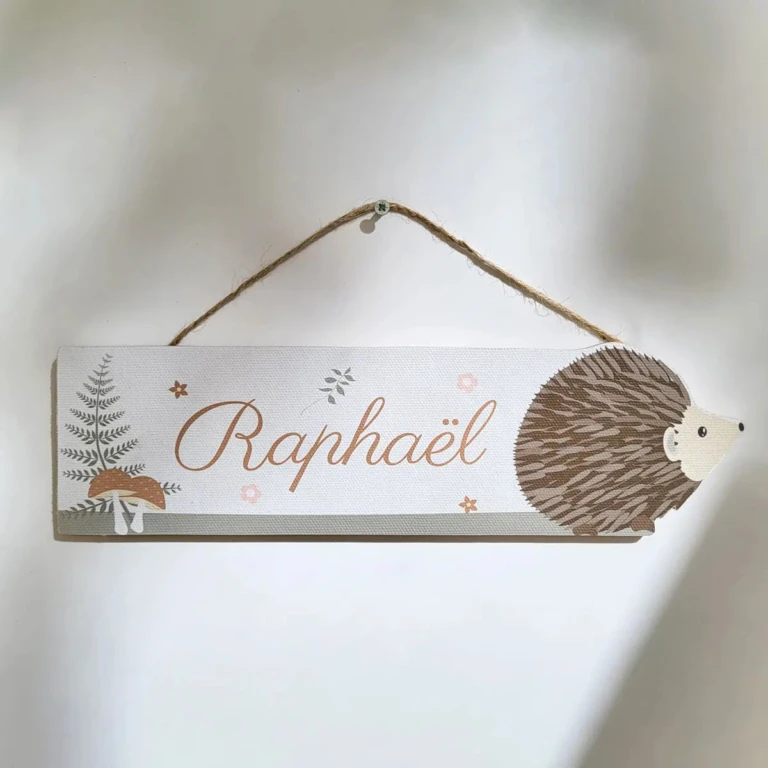 Atelier Baby'Sphère - Plaque de porte personnalisée hérisson