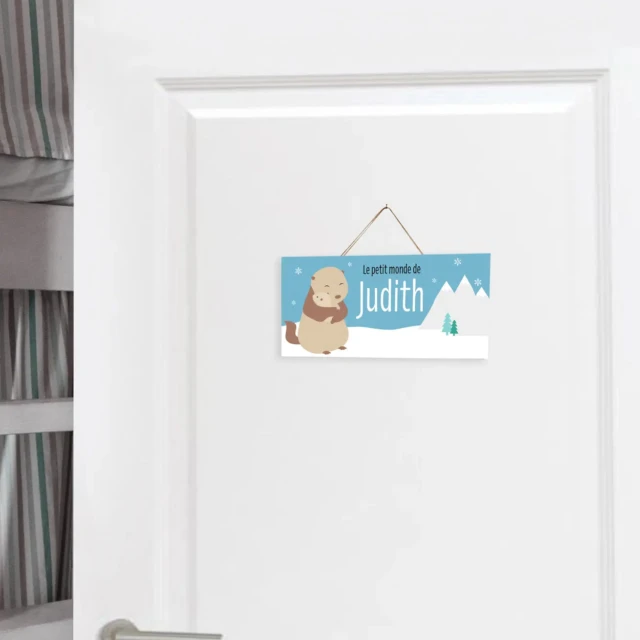 Atelier Baby’Sphère - Plaque de porte marmotte personnalisée – Thème montagne