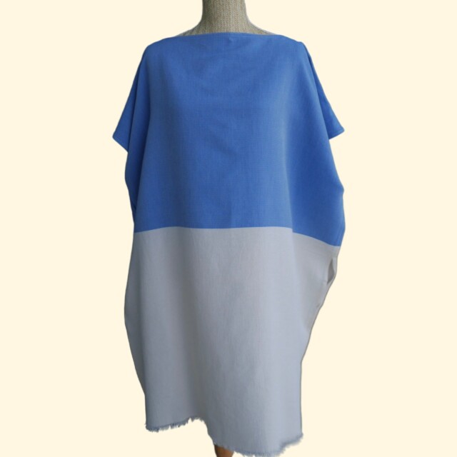 Aux Bains Français - Poncho de Plage Bicolore – Océan/Ecru