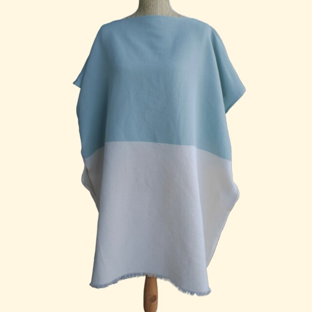 Aux Bains Français - Poncho de Plage Bicolore – Océan/Ecru