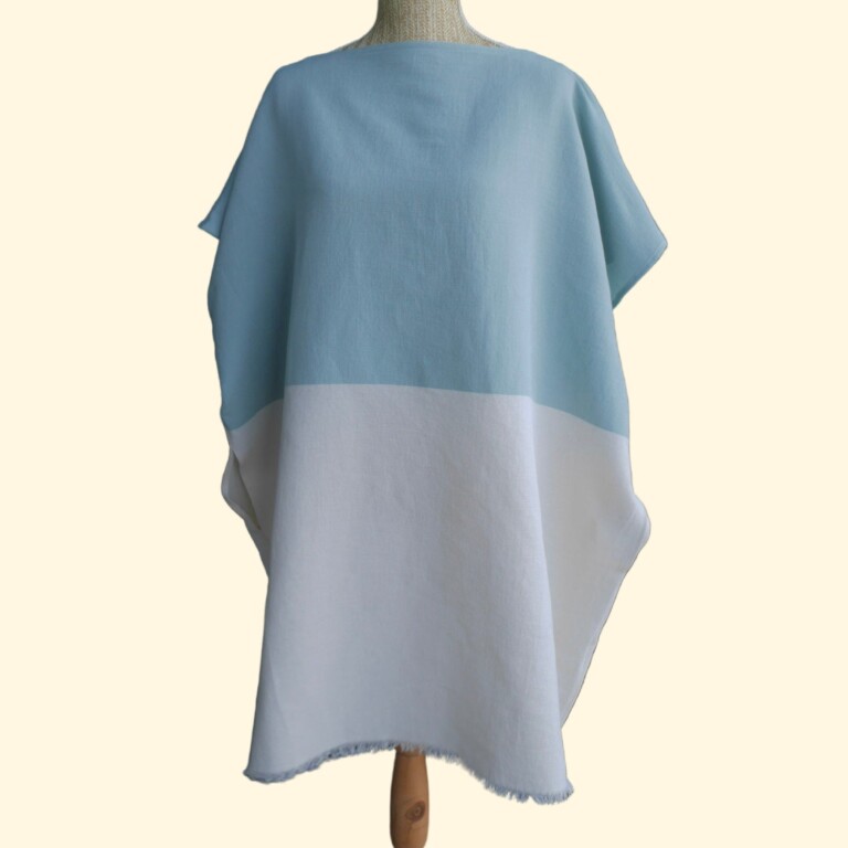 Aux Bains Français - Poncho de Plage Bicolore – Océan/Ecru