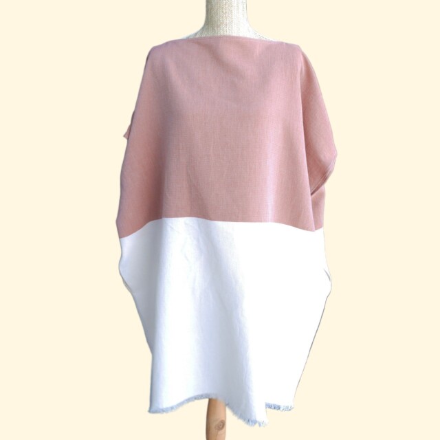 Aux Bains Français - Poncho de Plage Bicolore – Océan/Ecru