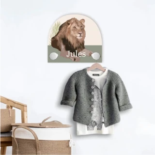 L’Atelier BABY’SPHERE - Porte manteau mural jungle du lion majestueux
