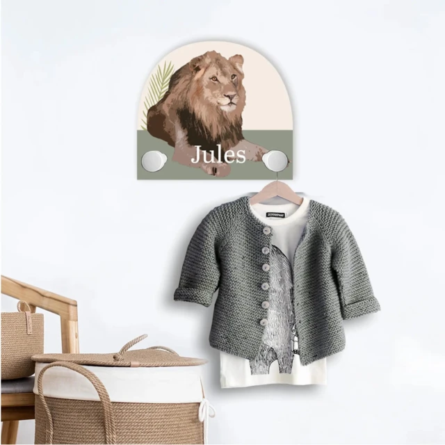 L’Atelier BABY’SPHERE - Porte manteau mural jungle du lion majestueux