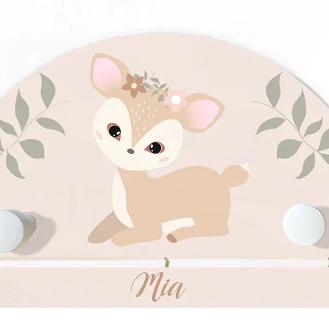 Atelier Baby’Sphère - Portemanteau prénom sur le thème de la biche