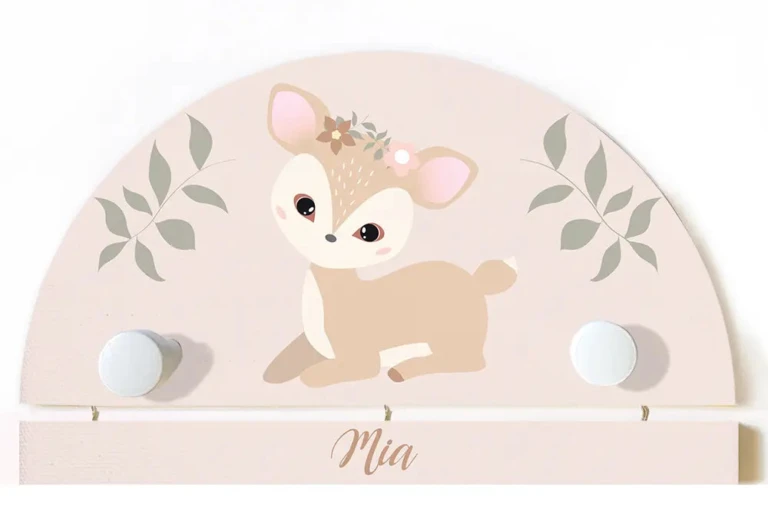 Atelier Baby’Sphère - Portemanteau prénom sur le thème de la biche