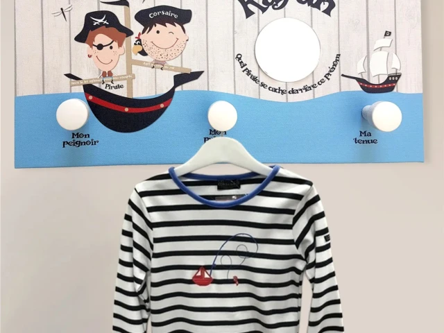 Atelier Baby'Sphère - Portemanteau 3 patères pirates