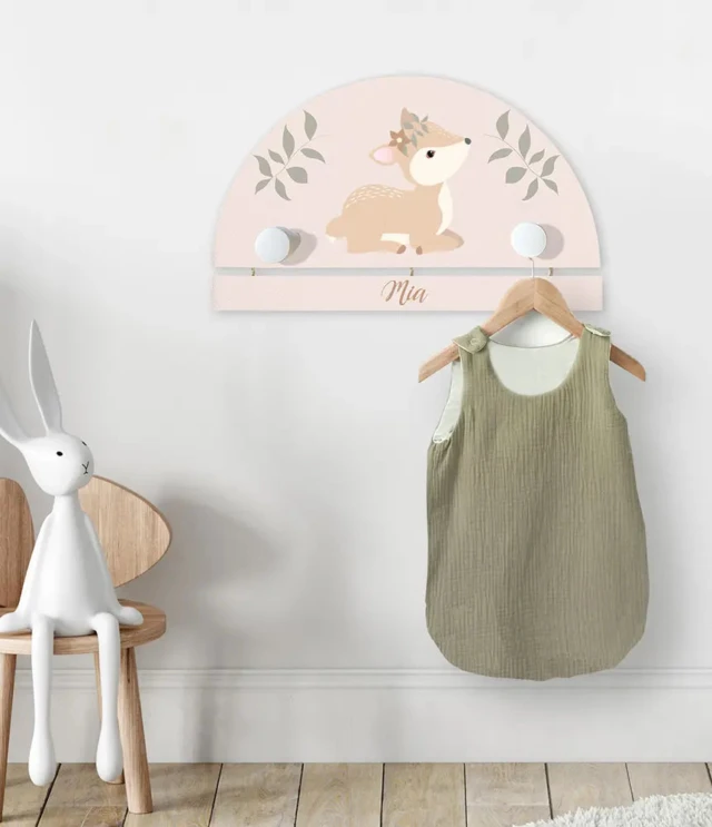 L’Atelier BABY’SPHERE - Portemanteau prénom sur le thème de la biche