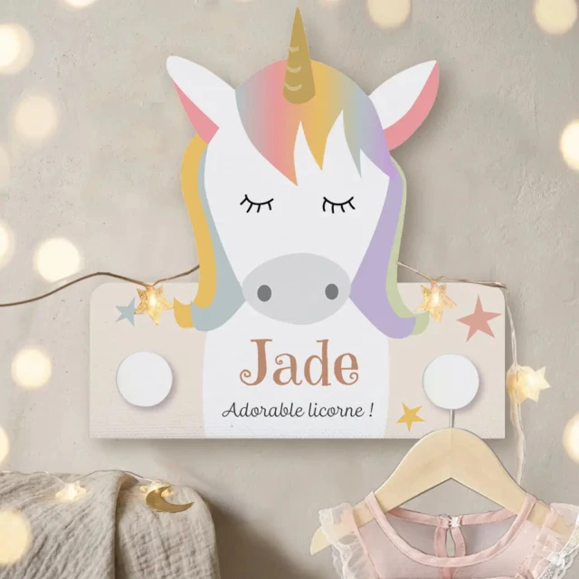 L’Atelier BABY’SPHERE - Porte-manteau licorne personnalisé – Collection Rêves Enchantés
