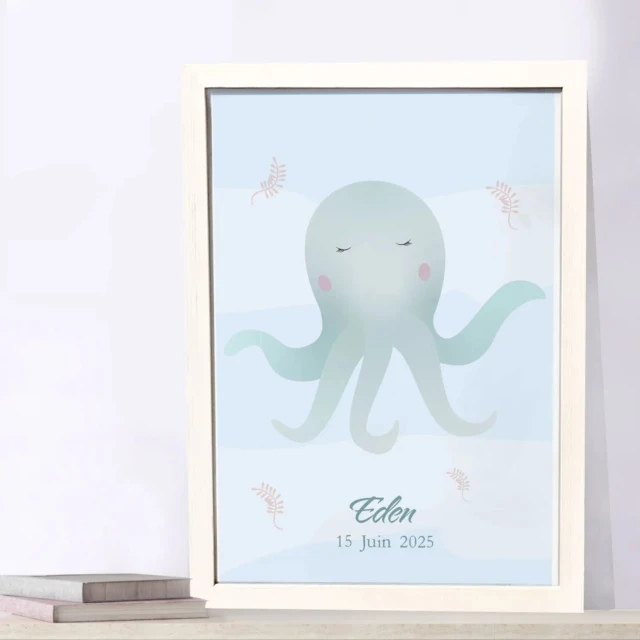 L’Atelier BABY’SPHERE - Affiche personnalisable du poulpe mignon