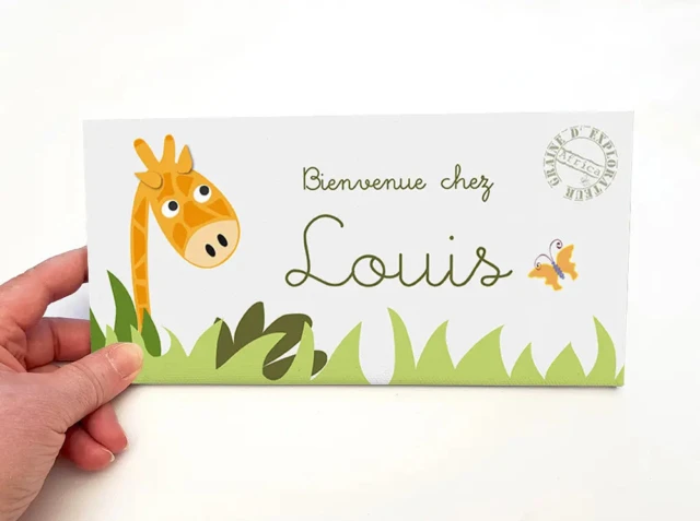 Atelier Baby’Sphère - Plaque de porte girafe avec prénom