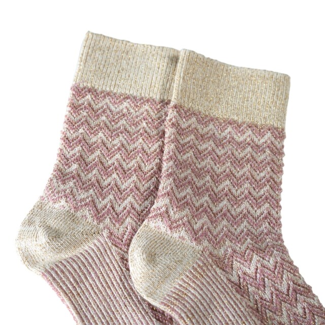 Maison Broussaud - Les Chevrons - chaussettes femme - coton rose – 39/41 / ROSE