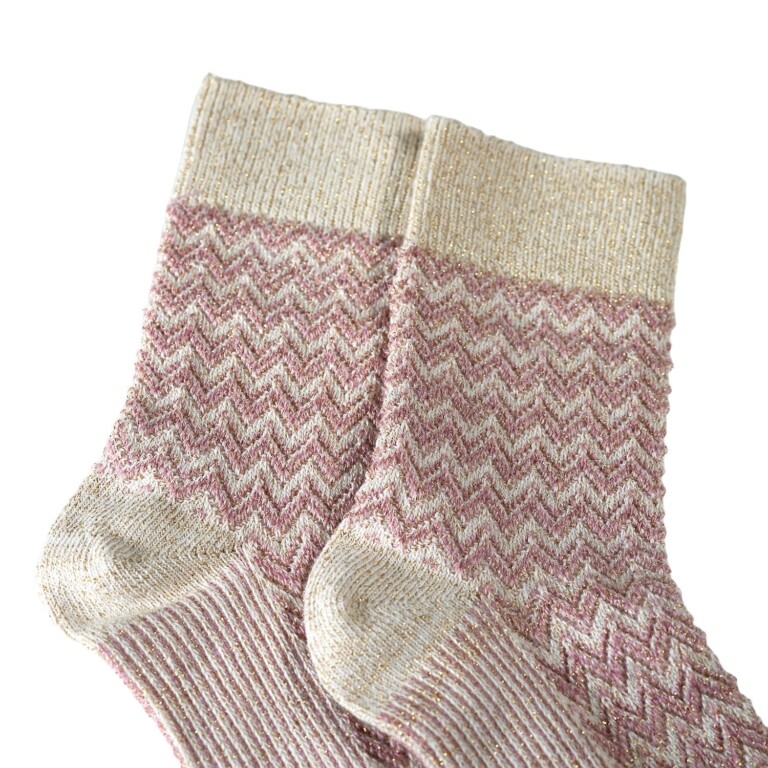 Maison Broussaud - Les Chevrons - chaussettes femme - coton rose – 39/41 / ROSE
