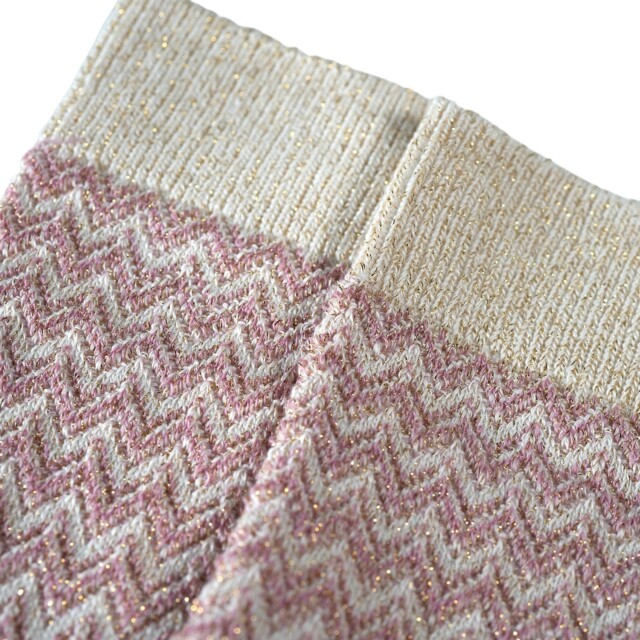 Maison Broussaud - Les Chevrons - chaussettes femme - coton rose – 39/41 / ROSE