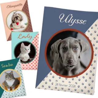 L’Atelier BABY’SPHERE - Protège carnet de santé motifs à personnaliser pour chien ou chat – 4 versions