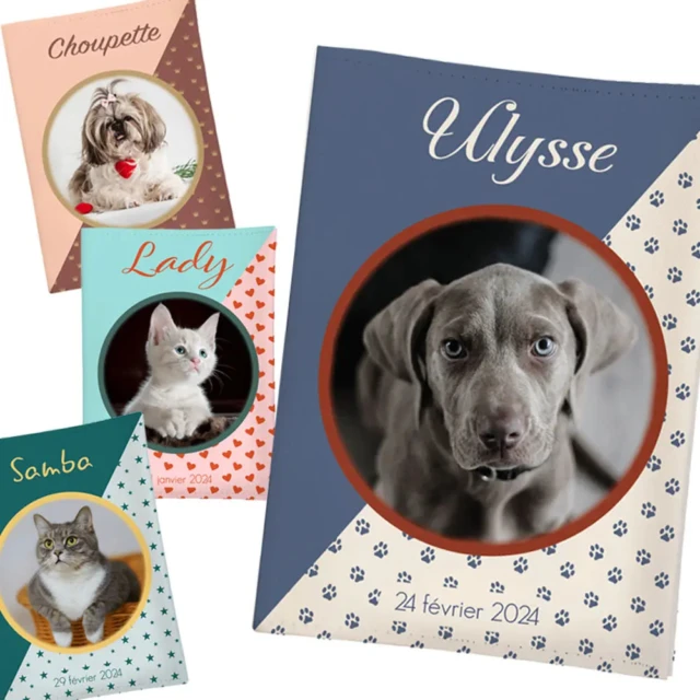 Protège carnet de santé motifs à personnaliser pour chien ou chat – 4 versions par la marque L’Atelier BABY’SPHERE L’Atelier BABY’SPHERE - Protège carnet de santé motifs à personnaliser pour chien ou chat – 4 versions