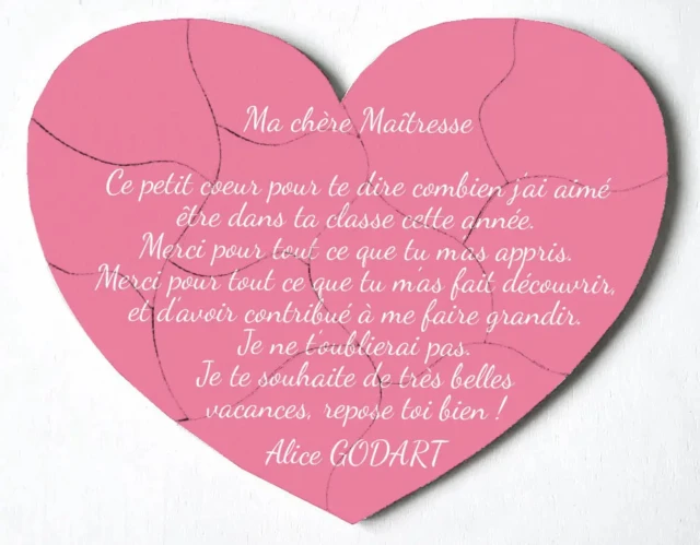 Atelier Baby’Sphère - Message en forme de puzzle en bois pour dire merci maîtresse