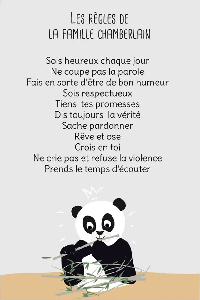 L’Atelier BABY’SPHERE - Les règles de la maison de la famille panda