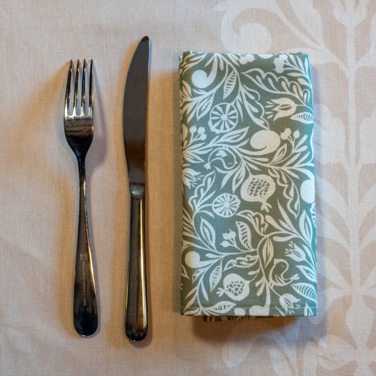 Maison Primavera - Lot de 6 serviettes en coton et lin à motif Chant d'oiseaux - Origines